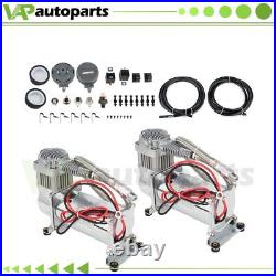 Dual 200 PSI 12V Air Compressor Kit For Train Horns Bag Suspension Air Horn Kit