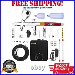 Dual-Action Airbrush with 30psi Auto Stop Compressor Kit Air Brush Spray Gun