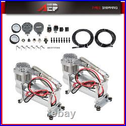 Dual Air Compressor Kit 200 PSI 12V For Train Horns Bag Suspension D440C