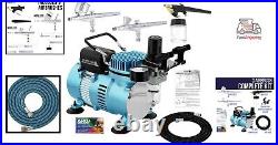 Dual Fan Air Compressor Airbrushing System Kit with 3 Professional Airbrush S