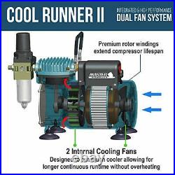 Dual Fan Air Compressor Professional Airbrushing System Kit with 3 Airbrushes