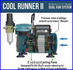 Dual Fan Air Compressor Professional Airbrushing System Kit with 3 Airbrushes US