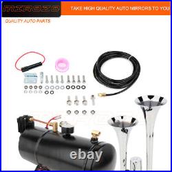 Dual Trumpet Loud Complete System Air Train Horn Kit With 120 PSI Air Compressor