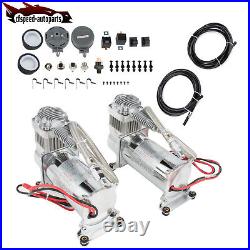 For Train Horns Bag Suspension Dual Air Compressor Kit D440C 200 PSI 12V