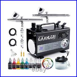 Gaahleri Airbrush Kit with Compressor Air Tank 1L Dual Air Outlet System Prof