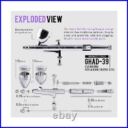 Gaahleri Airbrush gun GHAD-39 & Airbrush Compressor kit Dual Drive Series GT