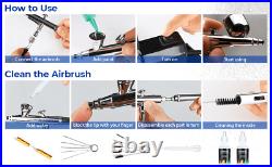 HITIK Airbrush Kit with Compressor, 8 Paints, 3 Airbrush Guns, Dual Action