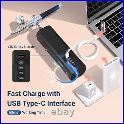 Handheld Mini Rechargeable Airbrush Kit Dual Action Airbrush Compressor Set