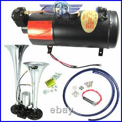 Loud Dual 2 Trumpet with 120 PSI Air Compressor Complete Train Horn Kit System
