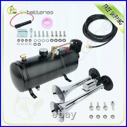 Loud Dual Trumpet 0.8G 150 PSI Air Compressor Complete System Air Train Horn Kit