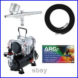 MULTI-PURPOSE Dual-Action AIRBRUSH SET KT Twin Piston Air Compressor Paint Hobby