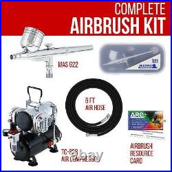 MULTI-PURPOSE Dual-Action AIRBRUSH SET KT Twin Piston Air Compressor Paint Hobby