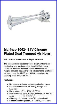 Marinco 10624 Chrome Plated Dual Trumpet Air Horn With 24V Compressor & Mount Kit