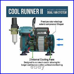 Master Airbrush 1/5 HP Cool Runner II Dual Fan Air Compressor Kit Model TC-32