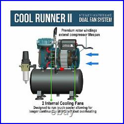 Master Airbrush 1/5 HP Cool Runner II Dual Fan Tank Air Compressor Kit Model