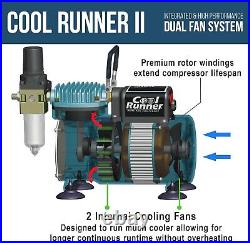 Master Airbrush Cool Runner II Dual Fan Air Compressor Professional Airbrushing
