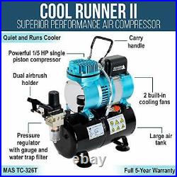 Master Airbrush Cool Runner II Dual Fan Air Compressor System Deluxe Kit with