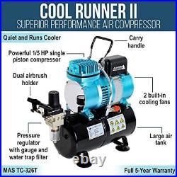 Master Airbrush Cool Runner II Dual Fan Air Tank Compressor System Kit with P