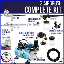 Master Airbrush Cool Runner II Dual Fan Compressor System Kit Gravity Set New