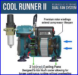 Master Airbrush Cool Runner II Dual Fan Compressor System Kit Gravity Set New