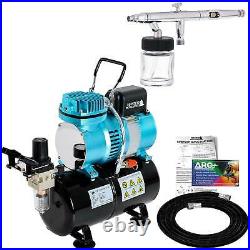 Master S62 0.5mm Siphon Feed Dual-Action Airbrush Set Kit Air Compressor with Tank