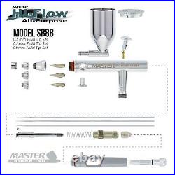 Master SB88 Pro Set Dual-Action Side Feed Gravity Airbrush, Air Tank Compressor