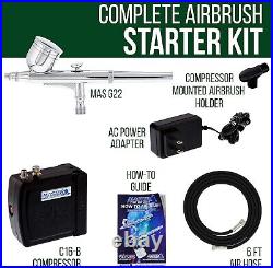 Multi-Purpose Airbrushing System Kit Compressor Dual-Action Airbrush