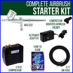 Multi Purpose Airbrushing System Kit Portable Mini Air Compressor Dual Action