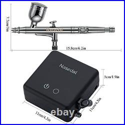 Nasedal Mini Dual-Action 0.3mm Airbrush kit with Auto-stop Air Compressor Gra