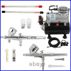 OPHIR 220V 0.2 0.3 0.5mm Airbrush Gravity Dual-Action Kit Air Compressor Tank