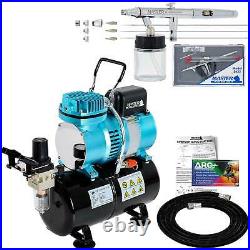 PRO 3 Tip 0.3 0.5 0.8mm Siphon Feed Dual-Action Airbrush Set Kit Tank Compressor