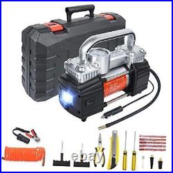 Portable Air Compressor Pump Dual Cylinder Heavy Duty Tire Inflator with LED