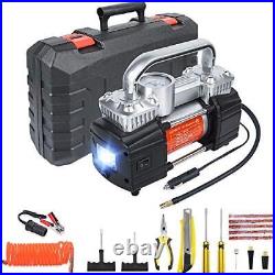 Portable Air Compressor Pump Dual Cylinder Heavy Duty Tire Inflator with LED