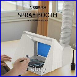 Portable Airbrush Paint Spray Booth with Dual Fan Air Compressor Kit 3 Gun 8 Color