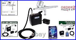 Portable Airbrushing System Kit with Dual-Action Airbrush & Mini Compressor