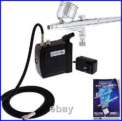 Portable Airbrushing System Kit with Dual-Action Airbrush & Mini Compressor