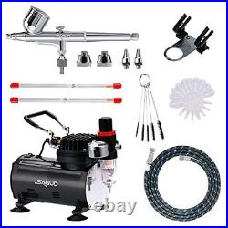 SAGUD Airbrush Kit with Compressor Professional 0.3mm Gravity Feed Dual-Actio