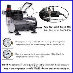 SAGUD Airbrush Kit with Compressor Professional 0.3mm Gravity Feed Dual-Actio