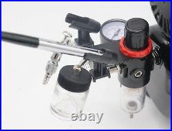 Switzer Double Action Airbrush Kit + Compressor With Tank AS186 Paint Nail Tatoo