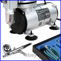 Timbertech Airbrush Kit with Compressor ABPST05 Double Action Airbrush Gun an