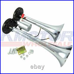 Train Horn Kit Loud Dual 2 Trumpet With Air Compressor Complete System120 PSI