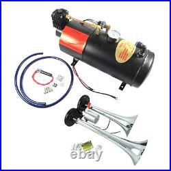 Train Horn Kit Loud Dual 2 Trumpet with 120 PSI Air Compressor Complete System