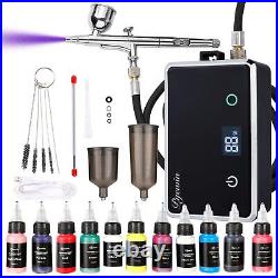 Upgraded Cordless Airbrush Kit with Compressor, Dual Action Trigger, 70 Air