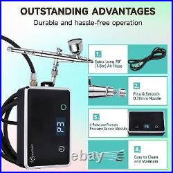 Upgraded Cordless Airbrush Kit with Compressor, Dual Action Trigger, 70 Air