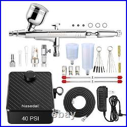 Upgraded Dual-Action Airbrush kit with 40PSI Air Compressor Air Brush Model P