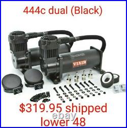 VIAIR Dual 444C Stealth Black Air Compressors Kit for Train Horns 12V, 200 PSI