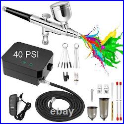 Versatile 40 PSI Airbrush Kit With Compressor, Dual-Action High Pressure Air