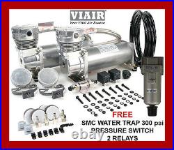 Viair 480 Dual Pack Compressor Kit Pewter with FREE SMC Water Trap Air Ride