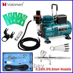Voilamart Air Compressor Brush 3 Needles Dual Action Airbrush Spray Gun Hose Kit