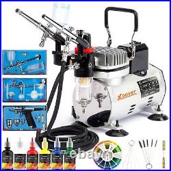 XDOVET Airbrush with Cooling Dual-Fan Air Storage Tank Compressor System Kit